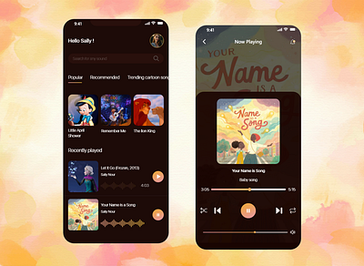 Daily UI #9- Music Player app baby song cartoon challenge design desniy graphic design mobile music ui uiux