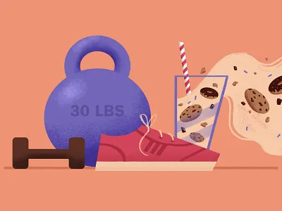 Fitness balance cookies donut fitness gym illustration illustration for motion school of motion style frame