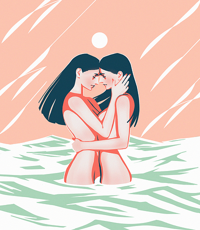 Blowing in the wind drawing girl illustration lady lgbt love new year orange poster queer wave willow wind women women in illustration