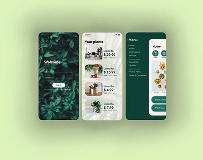 Design for iOS app for plants 3d animation artistic branding catchy creative design eco friendly graphic design green illustration ios logo modern motion graphics plants ui ux vector