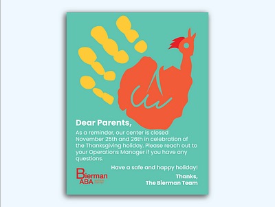 Closed for Thanksgiving: Bierman Autism Centers 2021 adobe illustrator advertising autism brand identity branding children design holiday holidays parent parents thanksgiving turkey typography vector