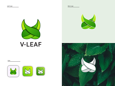 V-leaf Logo Design | V + Leaf branding branding design double leaf eco logo green icon leaf leaf logo leaves logo logo logo design logos logotype natural nature logo organic logo plant replant v leaf v letter