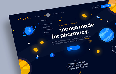 Kizmet - Meet finance made for pharmacy creative design finance graphic design illustration modern ui user interface ux web design