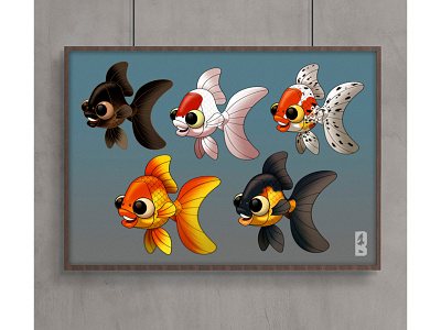 5 Kinguios aquario cartoon design de personagens goldfish hobby ilustração peixes