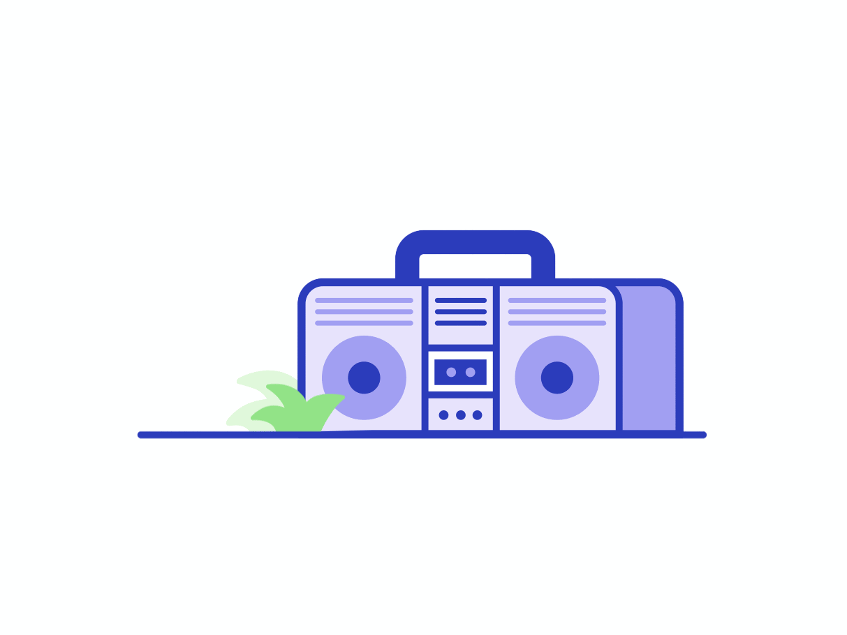 ♩× ♪ Boombox ♪ ×♩ 2d animated animation design graphic design illustration minimal motion design motion graphics simple vector