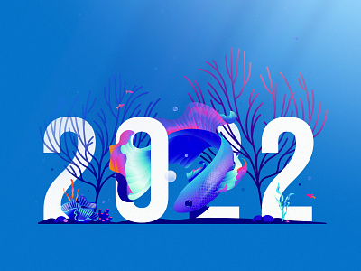 Happy New Year! 🎉 2022 biodiversity corals design drop ethical fish illustration illustrator new year newyear ocean prosperity sea storytelling under water underwater water wave wildlife