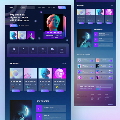 Website template design for NFT creative design illustration logo nft ui ui ux user experience design user interface design ux website design