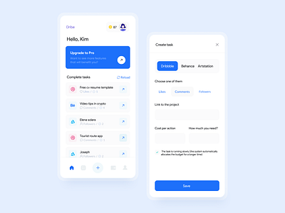 Dribe mobile app concept app comments design dribbble likes dribe dribe app get likes interface mobile app modern simple ui