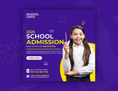 School Admission Social Media Post Web Banner Design admission banner admission open banner back to school banner banner ads banner design education banner facebook post flyer graphic design instagram post learning poster design school admission social media post web banner