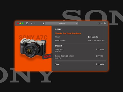 Email Receipt | Sold My Camera a7c camera camera sony checkout email email receipt receipt sony sony camera sony checkout sony sold out ui