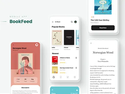 BookFeed - an Ebook app app book card clean design dis ebook ios novel profile read reading store ui ux