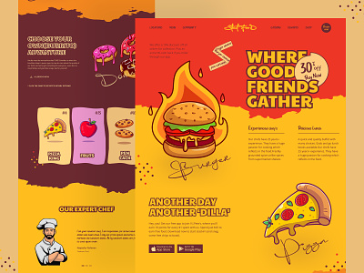 Yammy Street Food Landing page burger clean cooking designops eating food food and drink food delivery service food delivery website food order foodie popular recipe website restaurant retro uidesign uiux uxdesign website yellow