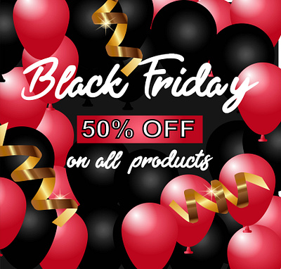 Banner Black Friday balls baloons black black friday design illustration red