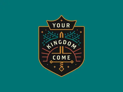 Your Kingdom Come Series badge crown heaven illustration kingdom linework prayer series sermon shield star sword type typography
