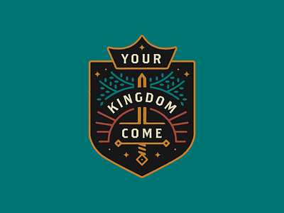 Your Kingdom Come Series badge crown heaven illustration kingdom linework prayer series sermon shield star sword type typography