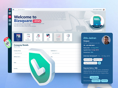 Bizsquare Onboarding web-based app - UX visual design - HRM animation branding hrm ui ux