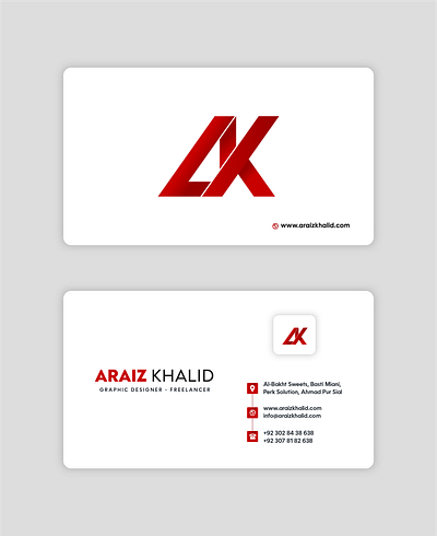 Visiting Card Design | AraizKhalid.com | Graphic Designer araiz khalid araizkhalid banner bannerdesign brousher design facebook illustration logo ui vc design visiting card