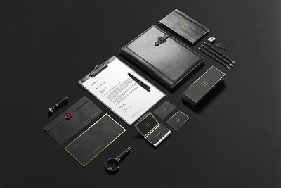 Premium Stationery Branding Mockup black brand brand stationery branding business card corporate corporate identity documents foil identity logo design luxury mockup photo premium presentation professional psd showcase stationery