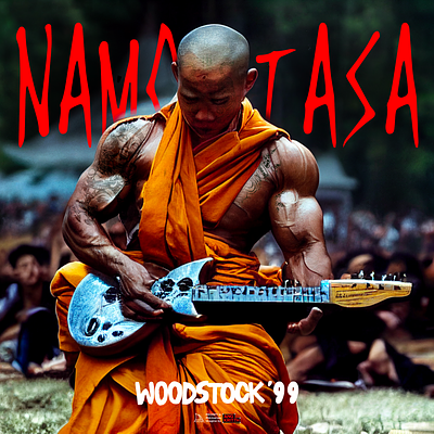 Budha band at woodstock 1999 angkritth branding guitar logo music poster rocker typographic woodstock