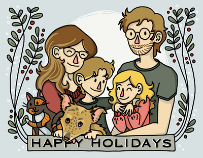 Family Portrait family portrait holiday card illustration procreate