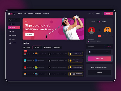 SPORTS - Betting Platform Website 3d adobe animation betting branding design figma graphic design illustration logo motion graphics typography ui ux vector web