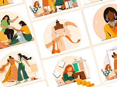 Fashion Design illustrations character design concept design digital art fashion fashion design flat vector illustration stitching vector