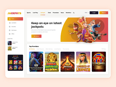 JACKPOTS Casino home 3d animation branding casino design figma games graphic design illustration jackpot logo motion graphics typography ui ux vector web xd