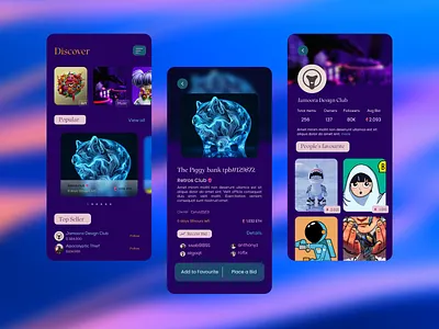 NFT APP UI app design app ui figma ios app modern ui nft nft app ui ui design ui ux design uiux