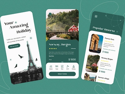 Booking app amazing app design appartment booking booking app countries design graphic design green holiday minimal paris popular rent resorts romantic travel ui ux world