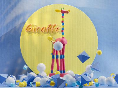 Giraffe 3d animation art beautiful c4d design graphic design illustration logo minimal motion graphics redshift redshift3d substance painter ui