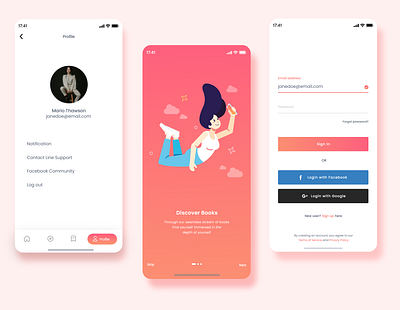 Reader App UI branding graphic design ui ux