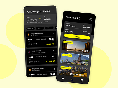 Ticket airline UI Design dark mode design graphic design ui ux