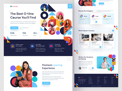 e-Learning Portal Landing page cpdesign creativepeoples design e learning landing page learning management system learning platform lms online class online course online education online learning training trending ui web
