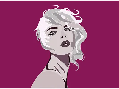 Beautiful girl and fashion style woman, face, hair, vector, eyes