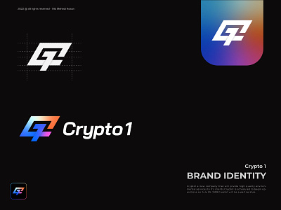 Crypto1 blockchain brand branding crypto cryptocurrency design fintech icon identity logo logodesign logomark logotype minimal modern logo monogram nft symbol tech typography