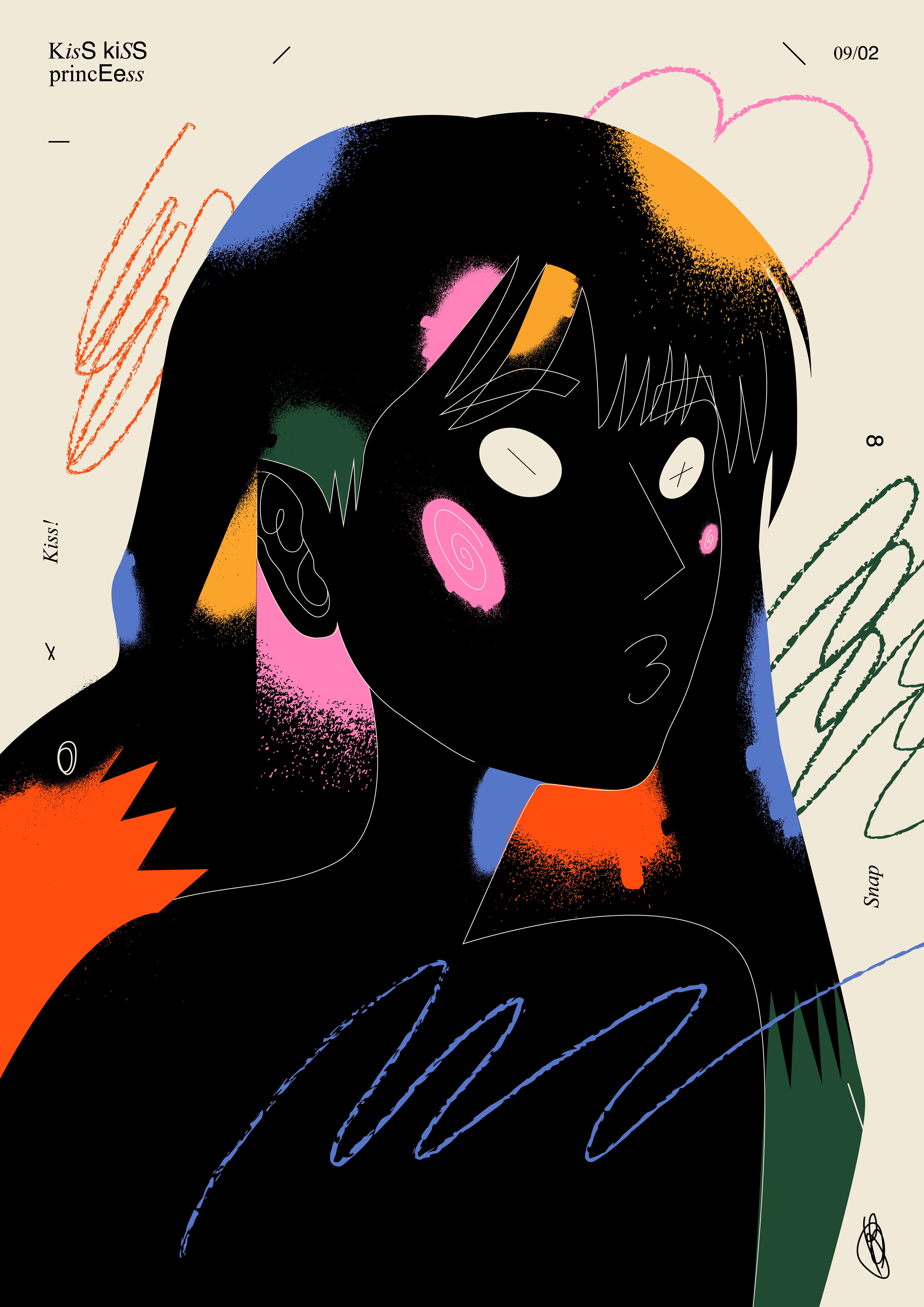 Princess of J-Pop abstract americna psycho composition design girl girl illustration grunge grunge texture illustration ink inky lines j pop laconic lines maerican minimal pop poster psycho