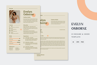 Evelyn Osborne - CV Resume Templates assignment clean cover cover letter cv cv design cv template design feminine hire illustration indesign job job cv professional professional cv resume resume design resume template work