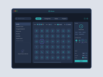 Hicon icon manager desktop app dotchallenge icon icon design icon manager icon pack mac app ui uiux ux