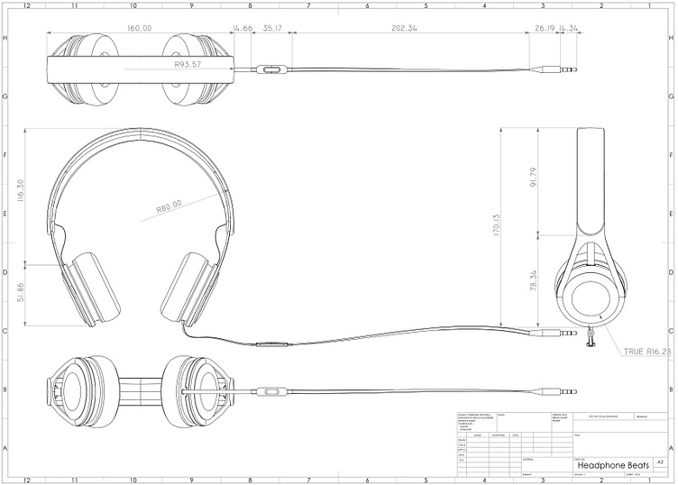 Technical Drawing & 3D Modelling Headphones w. Solidworks by Aldo