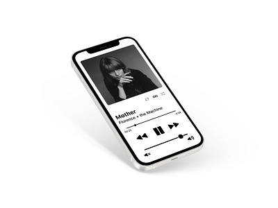 Music player user interface 2d apple black and white design florence the machine graphic design ios iphone minimal mobile mockup music player ui uiux user interface