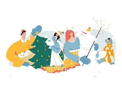 happy new year 2022 2d character christmas tree colour design gift go graphic design happy illustration new new year ui vector year