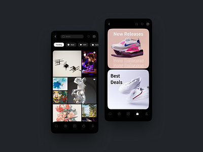 Instagram Concept Redesign #05 app clean concept creative dark dark mode dark theme design instagram minimal modern product design redesign ui user interface