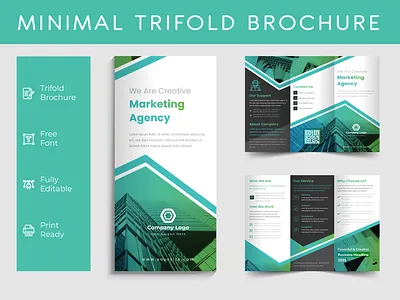 Modern Minimal Business Trifold Brochure Template adobe illustrator art banner bifold branding brochure business business card corporate creative design flyer gradient graphic design layout logo design magazine minimal modern trifold