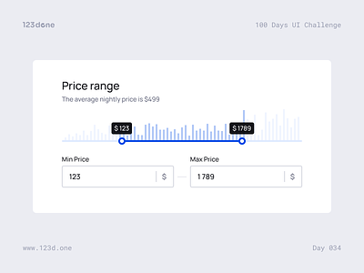 Day 034 — Price Range | 100 days UI challenge 123done design design system figma input interface price price range slider ui ui kit universal ui kit (web)