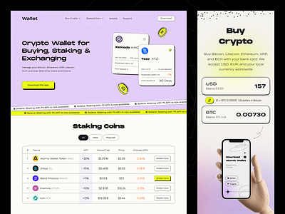 Coin - Financial Wallet binance bitcoin blockchain chart coin crypto crypto currency crypto website dashboard design finance landing landing page stats ui user ux wallet web