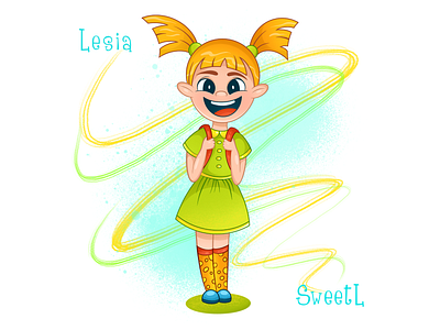 Lesia schoolgirl 2d art autumn branding cartoon character dress education first grader girl illustratorukraine knowledge lesia ruler satchel school schoolgirl september smile study sweetl