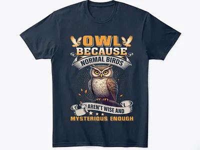 Owl Custom T-Shirt Design for POD Business Site american t shirts business logo custom design design graphic design illustration illustrator logo modern t shirts owl owl tshirts owls lover owls shop pod t shirts rimon 32 shirts vector vintage t shirts