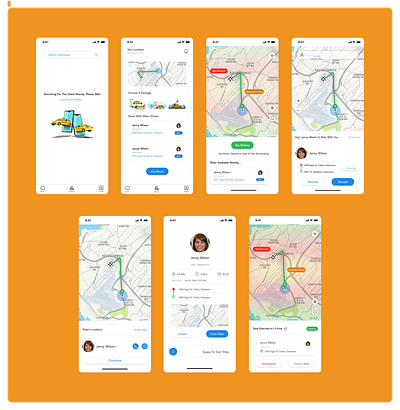 Mobile UI Screens for Driver App alerts app driver figma illustration mobile product design rider saas screens taxi transport ui