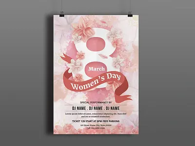 Women's Day Event Flyer breast cancer celebration club conference dj party flowers girl girlish invitation flyer ladies lady minimal mothers day ms word music party photoshop template poster 2025 womens day womens day event womens day flyer