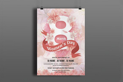 Women's Day Event Flyer breast cancer celebration club conference dj party flowers girl girlish invitation flyer ladies lady minimal mothers day ms word music party photoshop template poster 2025 womens day womens day event womens day flyer